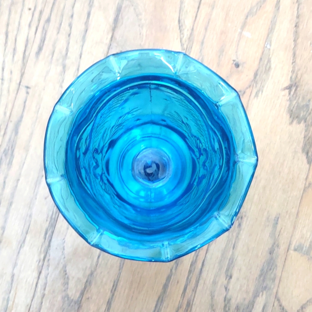 LE Smith Cobalt Blue American Eagle Stars Glass Goblet - Picture 5 of 8